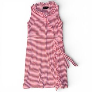 Duffield Lane Pink and White Striped Ruffle Dress